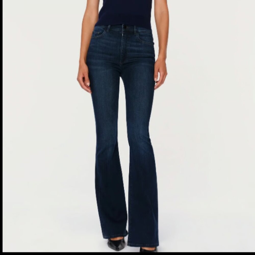 ANTHROPOLOGIE DL1961 BRIDGET SPLIT HEM BOOT HIGH RISE INDIGO JEANS NEW 26 w - Picture 3 of 9